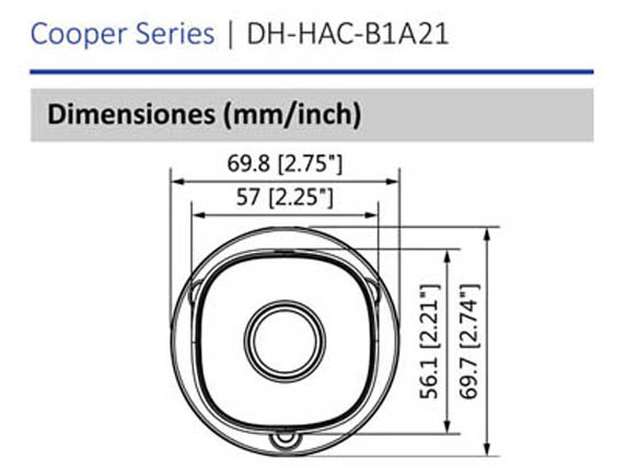 Dimensiones Dahua Cooper B1a21 Vista Frontal 400 X 430